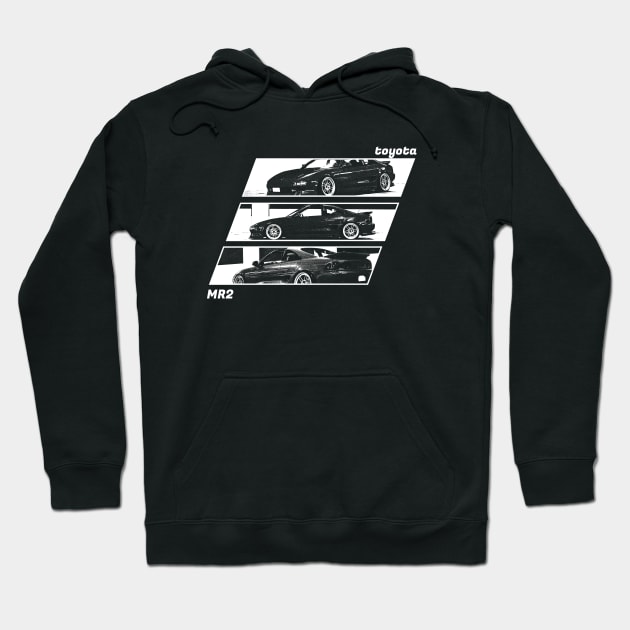 TOYOTA MR2 MK2 Black 'N White Archive 2 (Black Version) Hoodie by Cero